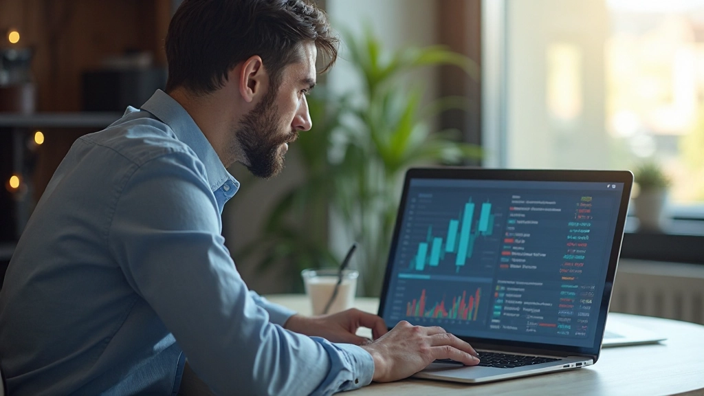 Инвестиционный портфель с графиками и диаграммами роста на экране