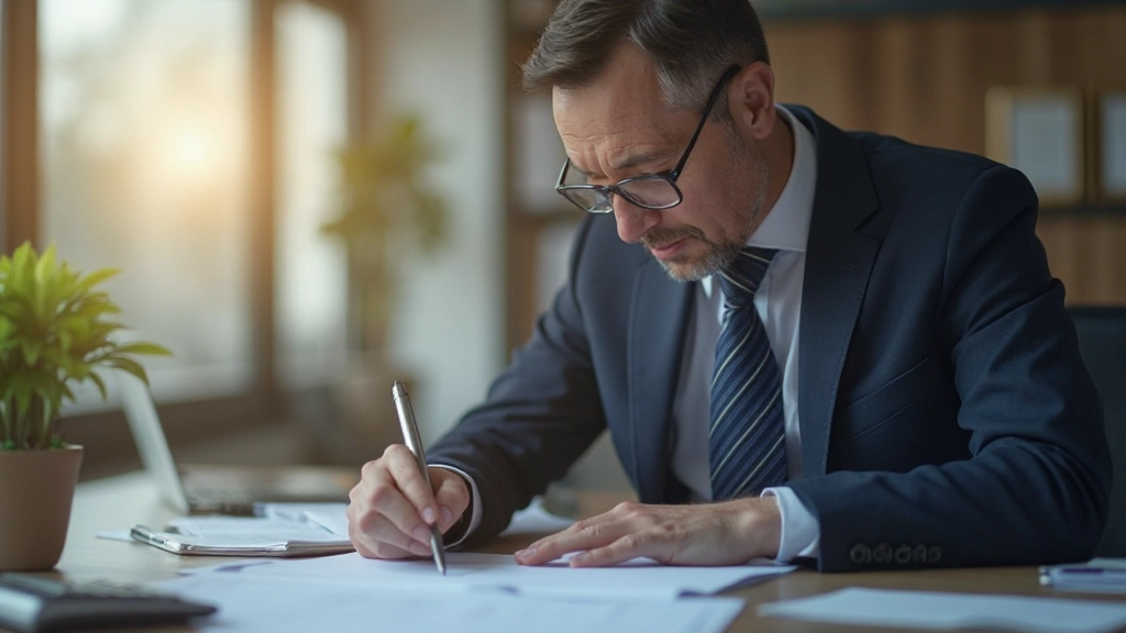 Инвестор анализирует риски и составляет портфель на рабочем столе