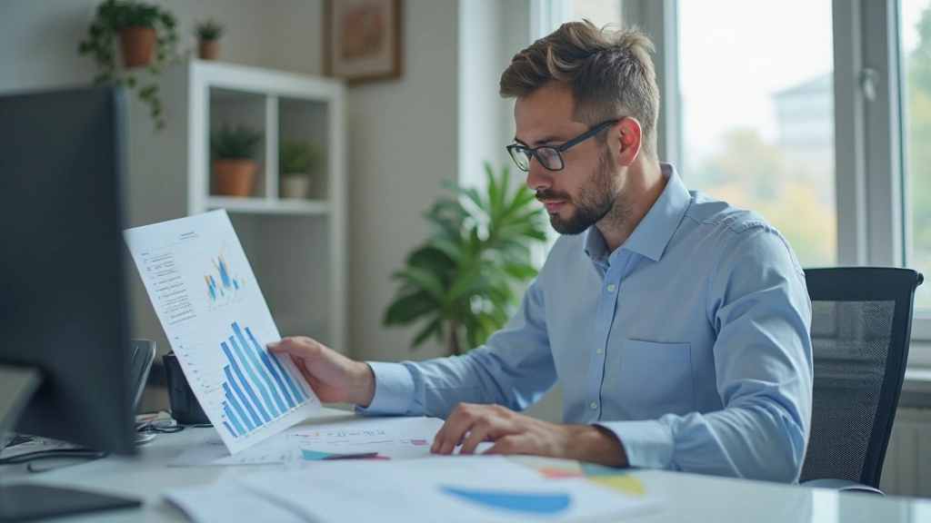 Профессиональный аналитик изучает финансовые отчеты и графики на рабочем столе